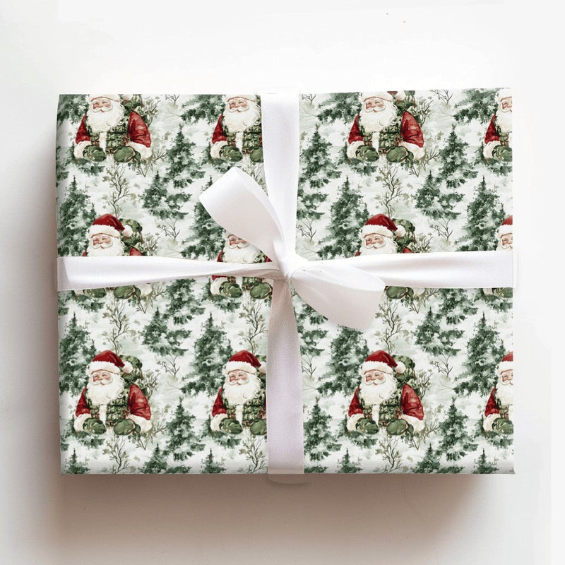 Camouflage Vest Santa Claus Gift Wrap, Tactical Santa Wrapping Paper, Military Christmas Wrapping Paper, Veteran Holiday Gift Wrap Paper