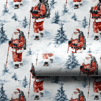 Watercolor Winter Forest Gift Wrap, Hiking Santa Wrapping Paper, Outdoor Santa Claus Christmas Wrapping Paper, Adventure Holiday Gift Wrap