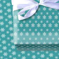 Winter Wonderland Gift Wrap, Teal Snowflake Wrapping Paper, White Snowflake Wrapping Paper, Festive Holiday Christmas Wrapping Paper