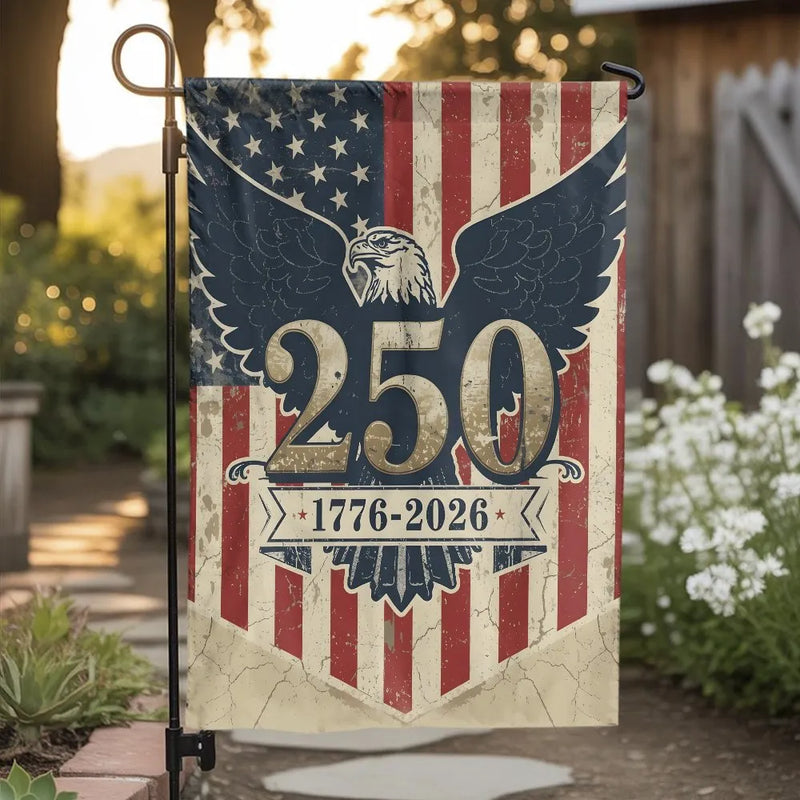 Eagle America 250 Years Garden Flag | 1776-2026 Vintage Americana Eagle Design | Weather-Resistant Double-Sided Polyester | Patriotic Gift for History Lovers
