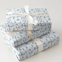 Winter Biking Christmas Gift Wrap, Mountain Bike Santa Wrapping Paper, Snowy Trail Holiday Wrapping Paper, Cyclist Outdoor Gift Wrap