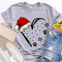 Merry Christmas Graphic T-Shirt, Santa Hat Snowflake Heart Shirt, Festive Winter Holiday Tee, Adorable Heart Christmas Shirt, Holiday Present Tee