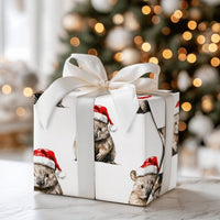 Santa Hat Animal Holiday Gift Wrap, Christmas Wombat Wrapping Paper, Adorable Australian Wildlife Wrapping Paper, Festive Winter Wrapping Paper