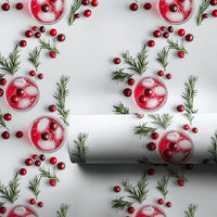 Rosemary Drink Christmas Gift Wrap, Cranberry Cocktail Wrapping Paper, Holiday Party Gift Wrap Paper, Festive Winter Beverage Present Wrap