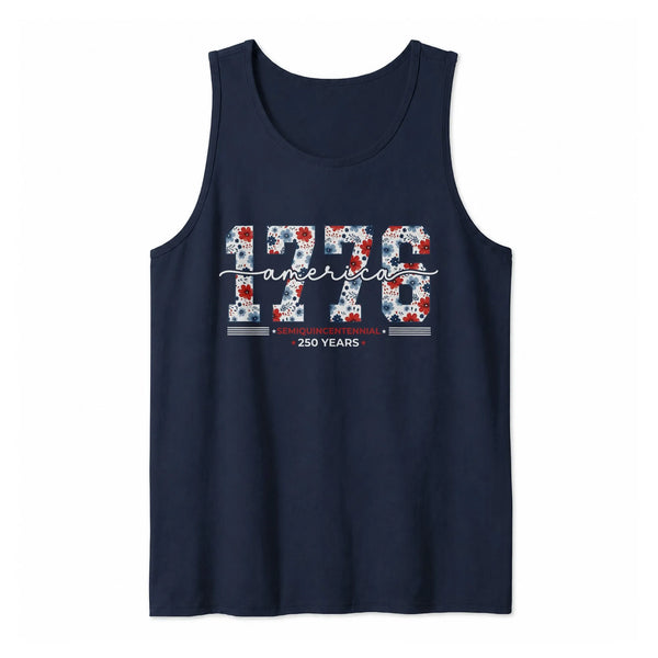 America 250 Years Tank Top | 1776-2026 Semiquincentennial Floral Design | Soft Breathable Unisex Fit | Patriotic Gift for History Lovers
