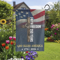 Christian American Garden Flag | Faith Freedom 250 Years Commemorative Design | Double Sided Premium Polyester | Patriotic Home Decor Gift