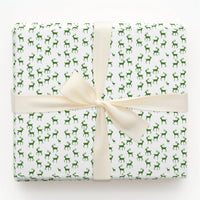 Woodland Deer Holiday Gift Wrap Roll, Green Reindeer Christmas Wrapping Paper, Festive Reindeer Wrapping Paper, Winter Gift Wrapping Paper