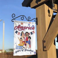 Patriotic Cartoon Family Garden Flag | 250 Years of Freedom Design | Double Sided Premium Polyester | 4th of July Fan Gift & Yard Decor