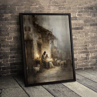 Jesus Mary and Joseph Holy Night Canvas Print, Nativity Scene Canvas Wall Art, Christian Religious Wall Art, Christmas Holiday Decor Present