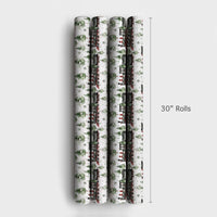 Steam Engine Winter Gift Wrap, Vintage Christmas Train Wrapping Paper, Retro Holiday Train Wrapping Paper, Nostalgic Xmas Gift Wrap Roll