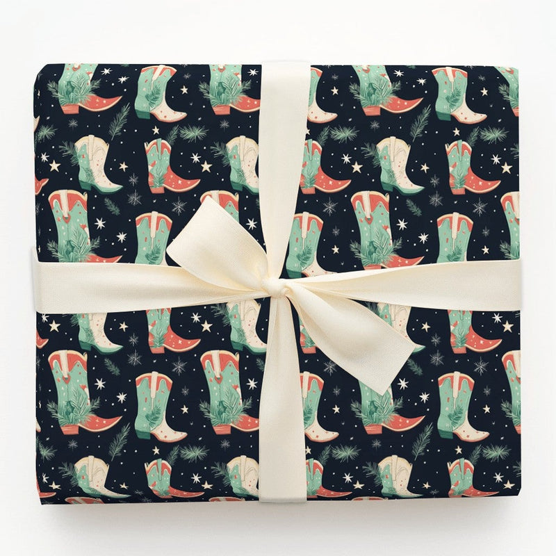Cowboy Boots Holiday Gift Wrap, Western Christmas Wrapping Paper, Rustic Country Wrapping Paper, Cowboy Gift Wrap, Cowgirl Holiday Gift Wrap