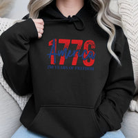 1776 America Hoodie | 250 Years of Freedom Patriotic Graphic Design | Soft Cotton-Polyester Blend | Gift for American History Enthusiast