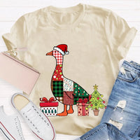 Colorful Holiday Geese Christmas Tree Tee, Christmas Geese T-Shirt, Festive Winter Animal Graphic Shirt, Adorable Xmas Present for Women Men