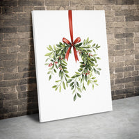 Christmas Wreath Canvas Print, Watercolor Mistletoe Canvas Art, Holiday Wall Art, Festive Botanical Canvas, Winter Home Decor Present
