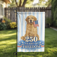 Patriotic Golden Retriever Garden Flag | Custom Name 250 Years of Freedom | Weather Resistant Double Sided | Gift for Dog Owner & US Patriot