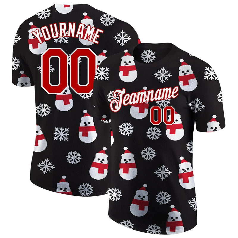 Personalized Name and Number Holiday Shirt, Custom Christmas Performance T-Shirt, Festive Athletic Workout Tee, Xmas Sports Team Present