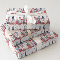 Windy City Christmas Gift Wrap, Chicago Skyline Wrapping Paper, Watercolor Chicago Winter Wrapping Paper, Cityscape Holiday Gift Wrap Roll