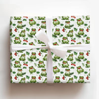 Holly Berry Animal Gift Wrap Roll, Adorable Frog Christmas Wrapping Paper, Whimsical Holiday Wrapping Paper, Adorable Amphibian Kids Gift Wrap