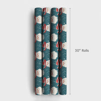 Rustic Teal Christmas Gift Wrap, Western Cowboy Santa Wrapping Paper, Country Santa Claus Wrapping Paper, Snowy Holiday Gift Wrapping Paper