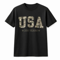 Camo America T-Shirt | USA 250 Years Camouflage Patriotic Design | Soft Breathable Cotton Tee | Gift for Veterans and Outdoor Enthusiasts