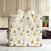 Bronze Watercolor Tree Gift Wrap, Gold Christmas Tree Wrapping Paper, Elegant Holiday Confetti Wrapping Paper, Modern Xmas Wrapping Paper