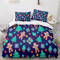 Christmas Tree Bedding Set, Gingerbread Snowflake Duvet Cover Set, Holiday Quilt Cover, Winter Xmas Comforter Cover, Bedroom Decor