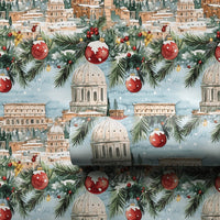 Watercolor Colosseum Gift Wrap, Rome Christmas Wrapping Paper, Snowy Italy Holiday Wrapping Paper, European Travel Winter Wrapping Paper