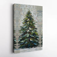 Impasto Oil Painting Canvas Print, Christmas Tree Canvas Wall Art, Winter Holiday Wall Decor, Festive Christmas Canvas, Holiday Season Present