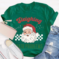 Humorous Math Teacher Holiday Graphic Tee, Sleighing Math Problems Christmas Shirt, Festive STEM Christmas T-Shirt, Winter Math Lover Present