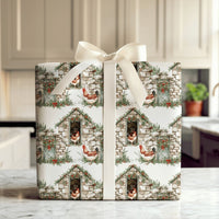 Rustic Coop Christmas Gift Wrap, Farmhouse Chicken Wrapping Paper, Country Rooster Holiday Wrapping Paper, Festive Farm Present Wrap