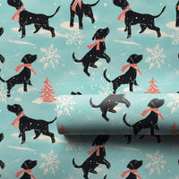 Winter Dog Holiday Gift Wrap, Black Labrador Wrapping Paper, Adorable Pink Scarf Lab Wrapping Paper, Dog Lover Christmas Gift Wrap Roll
