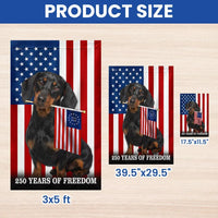 Dachshund American Flag Garden Flag | 250 Years of Freedom Commemorative | Double-Sided Polyester | Patriotic Dog Lover Gift
