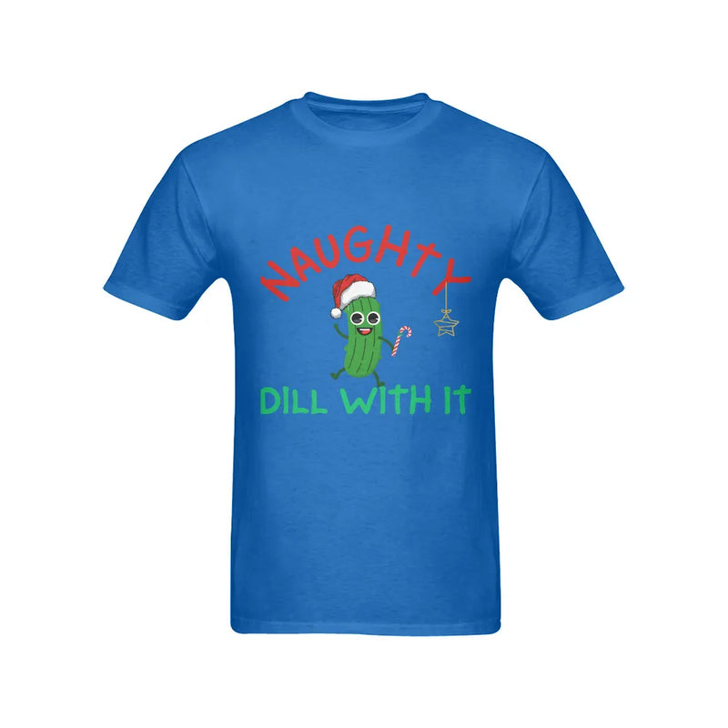Humorous Pickle Pun Holiday Graphic Tee, Naughty Dill with It Christmas T-Shirt, Retro Xmas Santa Shirt, Humorous Food Pun T-Shirt, Holiday Present