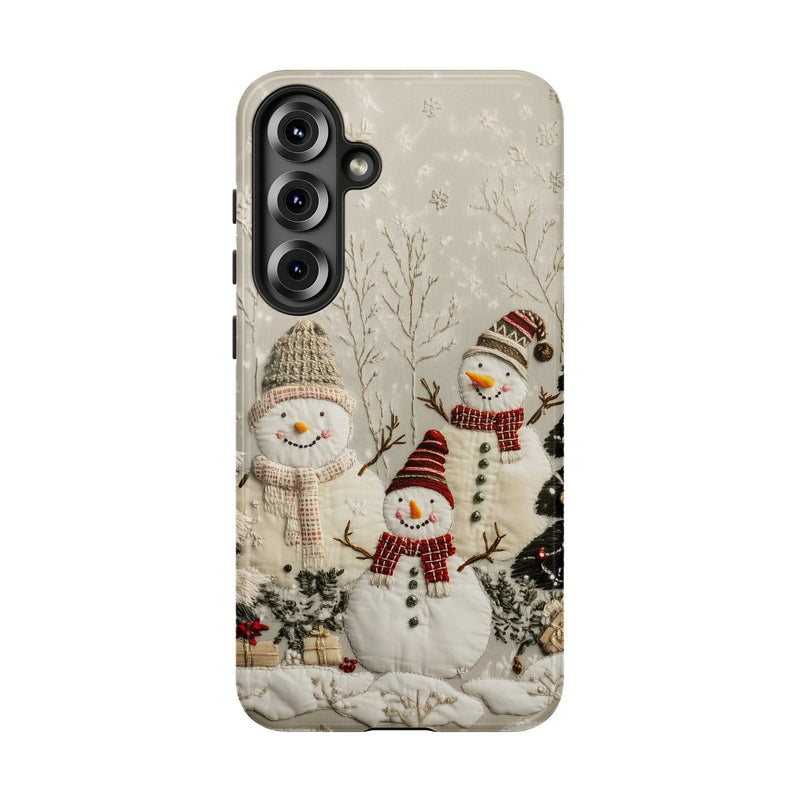 Christmas Holiday Phone Case, Winter Snowman Samsung Galaxy Case, Adorable Festive Dual Layer Phone Cover, Xmas Winter Phone Case Present