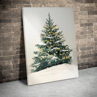 Lit Winter Forest Evergreen Print, Snowy Christmas Tree Canvas Art, Festive Holiday Pine Wall Decor, Comfy Seasonal Christmas Canvas Present