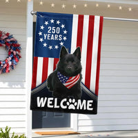 Schipperke Garden Flag Patriotic Welcome | 250 Years Americana 1776-2026 | Double-Sided Polyester | Dog Lover Gift