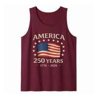 America 250 Years Tank Top | Vintage USA 250th Anniversary Flag | Distressed 1776-2026 Graphic | Soft Breathable Fabric | Patriotic Gift for Men & Women