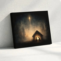 Bethlehem Star Christmas Canvas Print, Nativity Scene Canvas Wall Art, Holy Family Religious Wall Decor, Christian Holiday Canvas Art Present