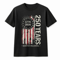 250 Years USA T-Shirt | Quarter Millennial 1776-2026 Distressed Flag | Premium Soft Cotton | Patriotic Collector's Gift