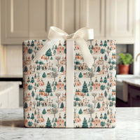 Snowy Town Scene Gift Wrap, Watercolor Christmas Village Wrapping Paper, Whimsical Holiday Winter Wrapping Paper, Festive Gift Wrap Roll