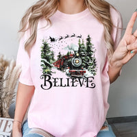 Holiday Express Graphic Tee, Believe Christmas Train T-Shirt, Vintage Magical Winter Train Shirt, Christmas Train T-Shirt, Holiday Fan Present