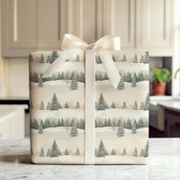 Snowy Pine Tree Gift Wrap, Winter Forest Wrapping Paper, Rustic Holiday Wrapping Paper, Scenic Woodland Gift Wrap, Christmas Wrapping Paper