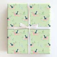 Watercolor Dog Sleigh Gift Wrap, Bernese Mountain Dog Wrapping Paper, Berner Christmas Wrapping Paper, Adorable Dog Holiday Gift Wrap Roll