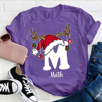 Personalized An Elk Santa Hat Teacher T-Shirt