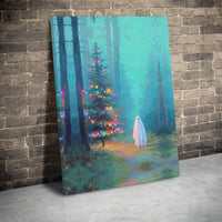 Spooky Ghost Forest Canvas Print, Ghost Christmas Tree Canvas Wall Art, Gothic Christmas Wall Decor, Adorable Ghost Art, Digital Download