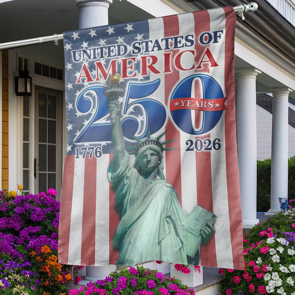 USA 250th Anniversary Flag | 1776-2026 Statue of Liberty Design | Premium Weather-Resistant Polyester | Patriotic 250 Years Celebration Garden Decor