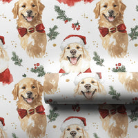 Holiday Dog Wrapping Paper, Golden Retriever Christmas Wrapping Paper, Festive Watercolor Canine Gift Wrapping Paper, Xmas Pet Gift Wrap