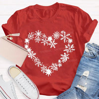 Winter Snow Day Graphic Tee, Snowflake Heart T-Shirt, Adorable Snowflake Heart Shirt, Comfy Holiday Winter Season Tee, Christmas Snow Lover Present