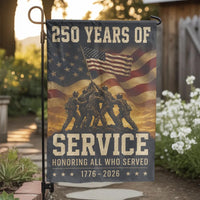 Patriotic Veterans Garden Flag | 250 Years of Service Honoring All Who Served 1776-2026 | Double Sided Premium Polyester Weatherproof | Memorial Day Veterans Day Outdoor Yard Gift Decor