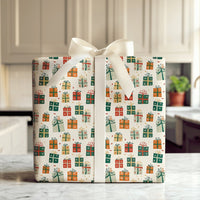 Whimsical Gift Box Wrap, Colorful Present Wrapping Paper, Retro Christmas Boxes Wrapping Paper, Festive Winter Holiday Wrapping Paper